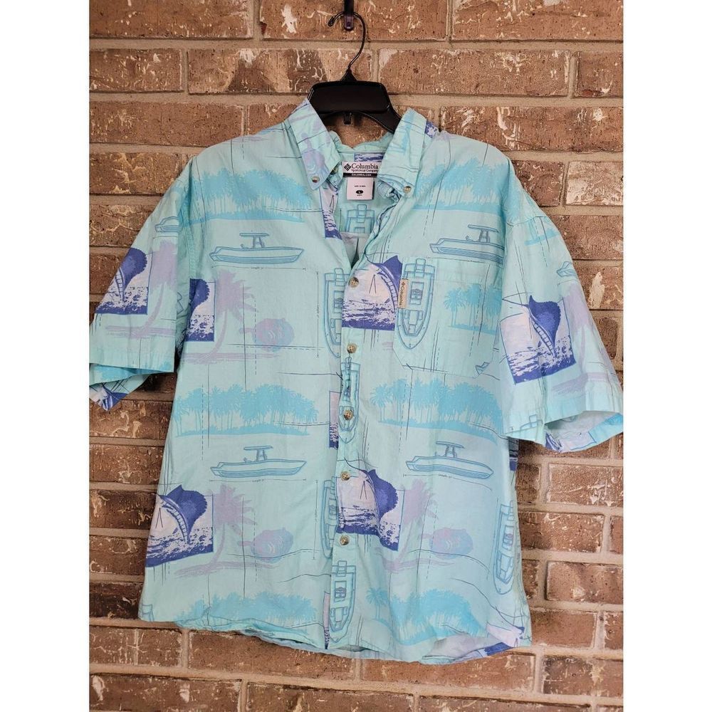Columbia Short Sleeve Button Down, Mens Large